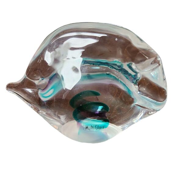 Multi Glass Hand Craft Murono Style Glass Fish set of 2 6.5"x4" 5"x3.5" - Picture 10 of 10